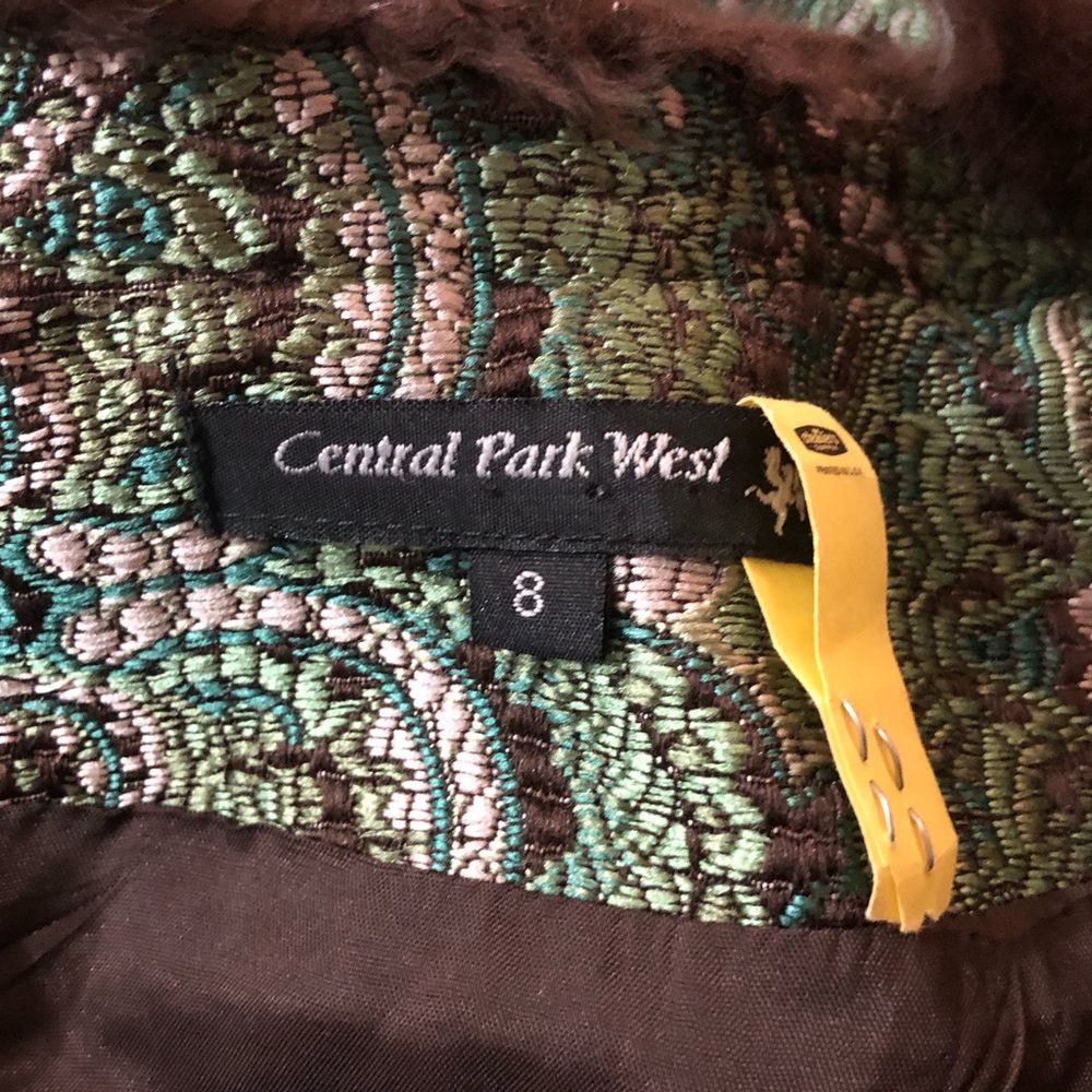 Central Park West Green Paisley Women's Jacket with Brown Trim - Picture 14 of 16